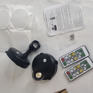 Set of two Wireless Indoor Spot Lights w/ dimmable timer and remotes, New in Box